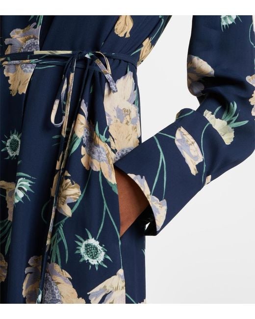 Erdem Blue Belted Floral Shirt Dress