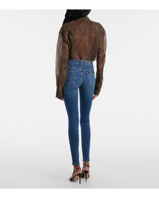 7 For All Mankind Blue Hw High-Waist Skinny Jeans