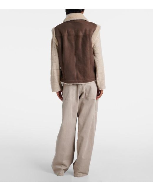 Brunello Cucinelli Brown Shearling-Lined Suede Vest