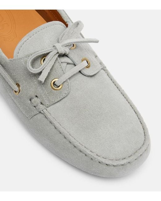 Tod's Gray Suede Driving Shoes