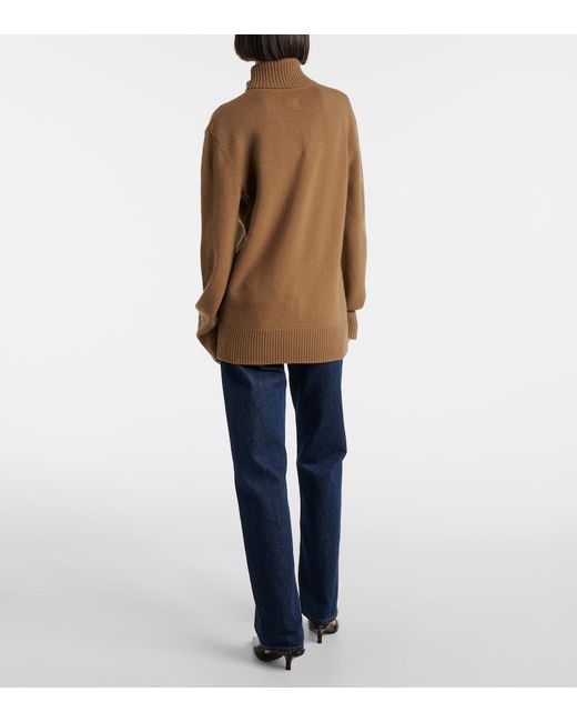 Totême  Brown Cashmere Turtleneck Sweater