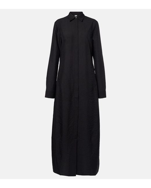 Totême Black Silk-Blend Shirt Dress