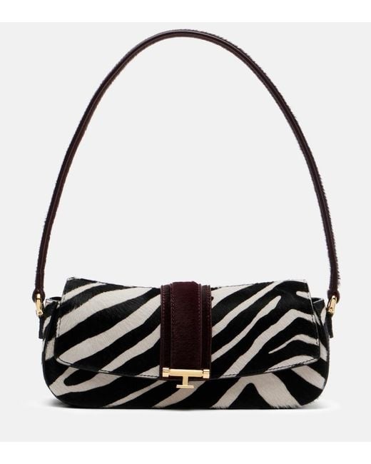 The New Arrivals Ilkyaz Ozel Black Zebree.07 Calf Hair Shoulder Bag