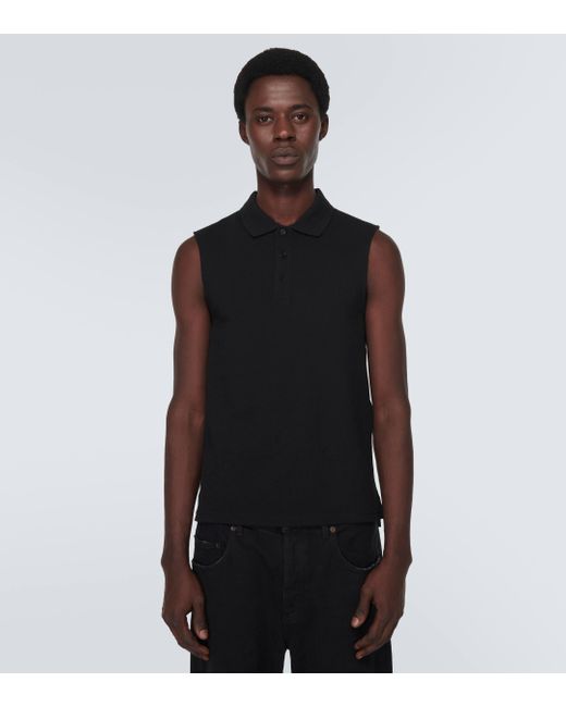 Polo en coton melange Saint Laurent pour homme en coloris Black