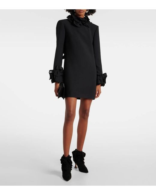 Manolo Blahnik Black Pompa Ruffled Suede Ankle Boots