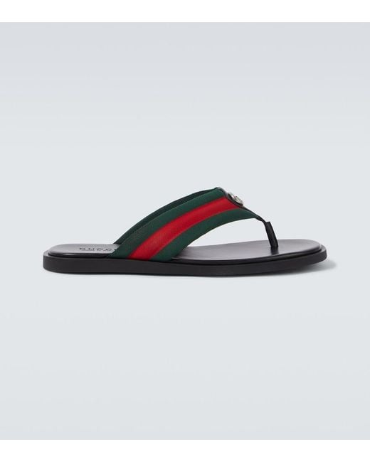 Gucci Blue Gg Web Stripe Slides for men