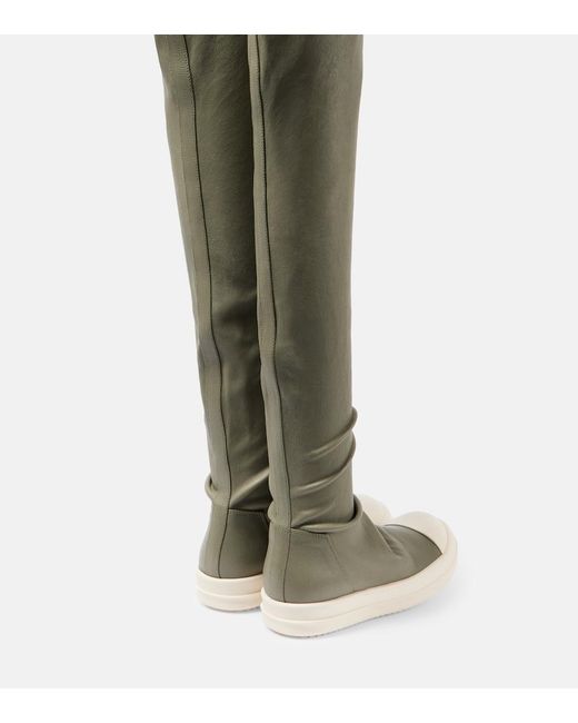 Rick Owens Green Stockings Over-The-Knee Leather Sneakers
