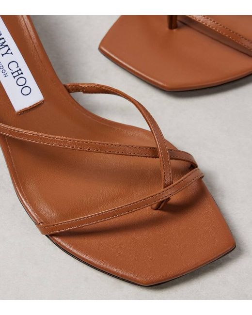 サンダル・ミュール JIMMY CHOO Brown Leather Etana Mules Jimmy Choo Etana 50 Leather Mules in Brown | Lyst