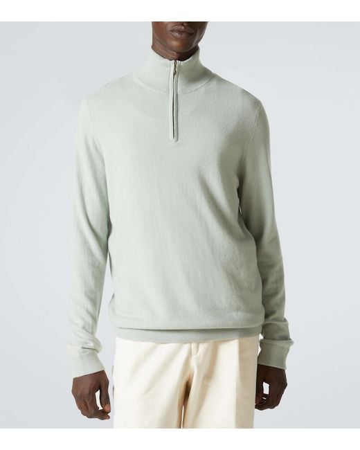 LeKasha Green Dared Cashmere Half-Zip Sweater for men