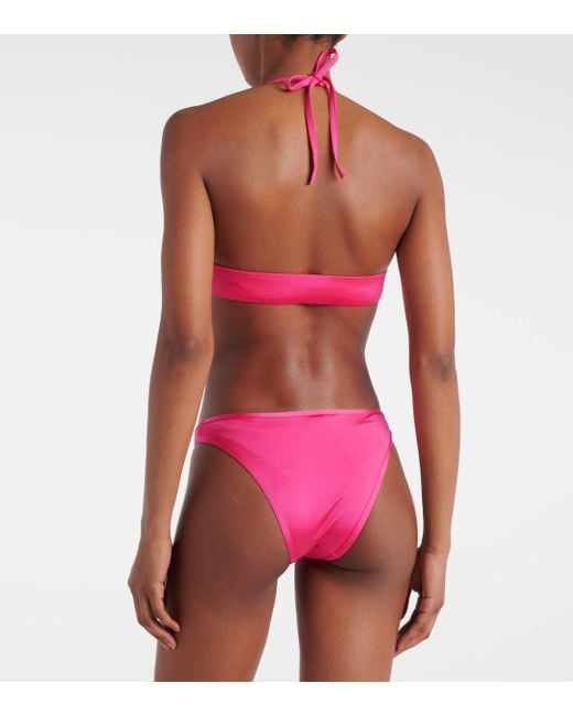Balmain Pink Logo Crystal-embellished Bikini