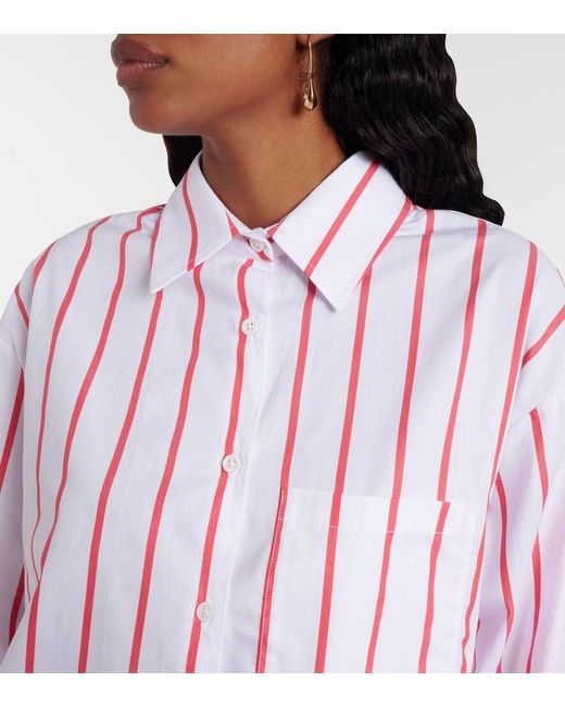 Frankie Shop Red Lui Striped Cotton Poplin Shirt