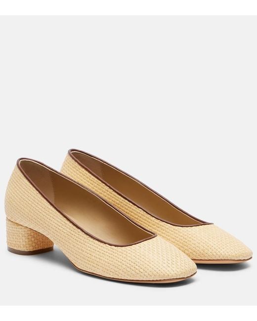 Le Monde Beryl Natural Leather-Trimmed Raffia Pumps