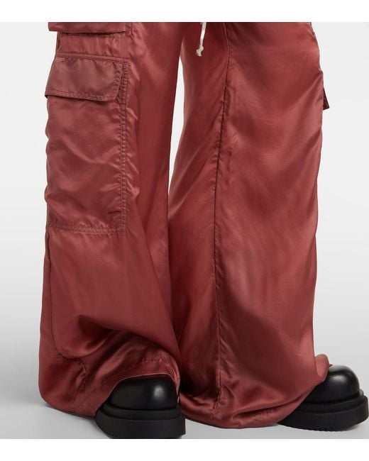 Rick Owens Red High-Rise Cargo Pants