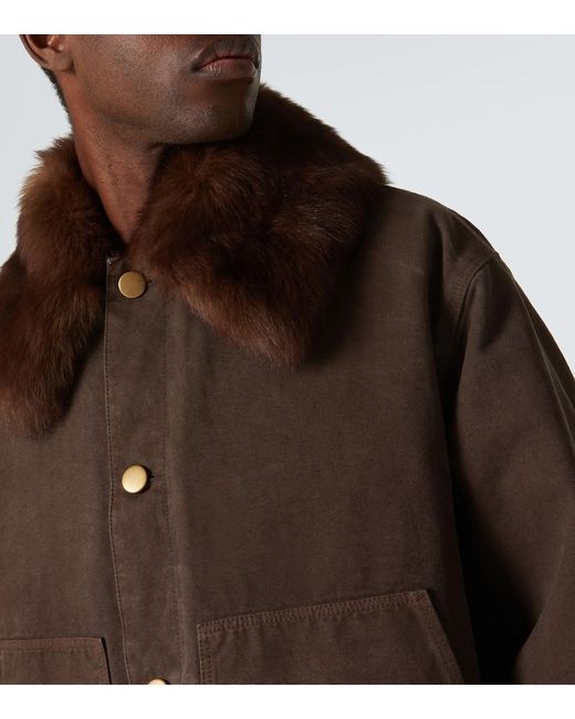 Prada Brown Shearling-Collar Jacket for men