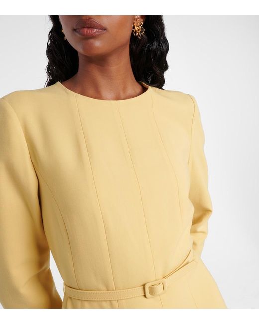 Oscar de la Renta Yellow Pleated Crepe Midi Dress