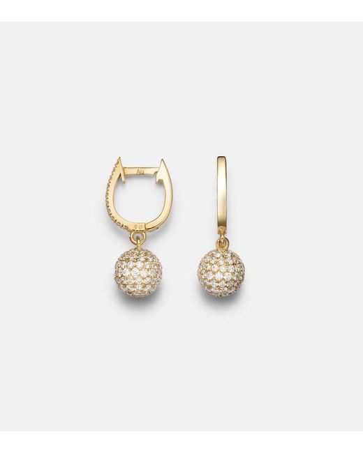 Ileana Makri Metallic Diamond Ball 18Kt Drop Earrings With Diamonds