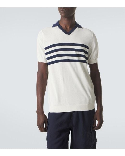 Vilebrequin White Striped Cotton Polo Shirt for men
