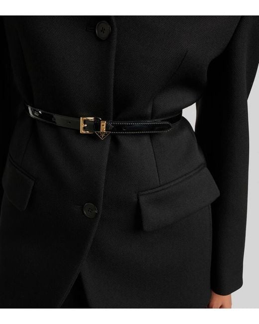 Cinturon de piel con logo Prada de color Black
