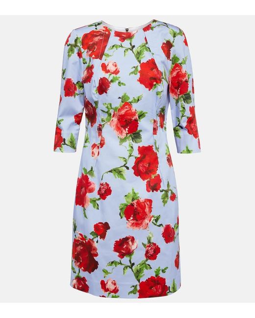 Robe Imprimee En Coton Melange Carolina Herrera en coloris Red