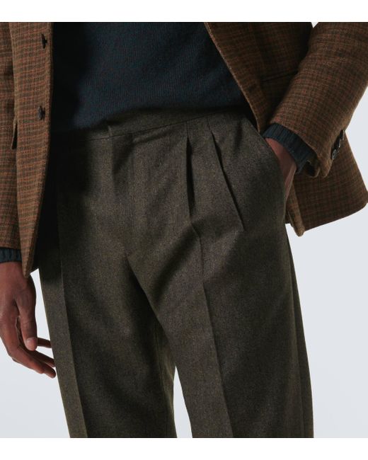 Loro Piana Gray Wool Tweed Straight Pants for men