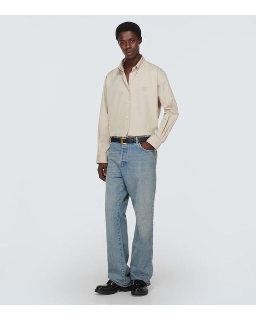 Camisa De Popelin De Algodon Con Logo Miu Miu de hombre de color White