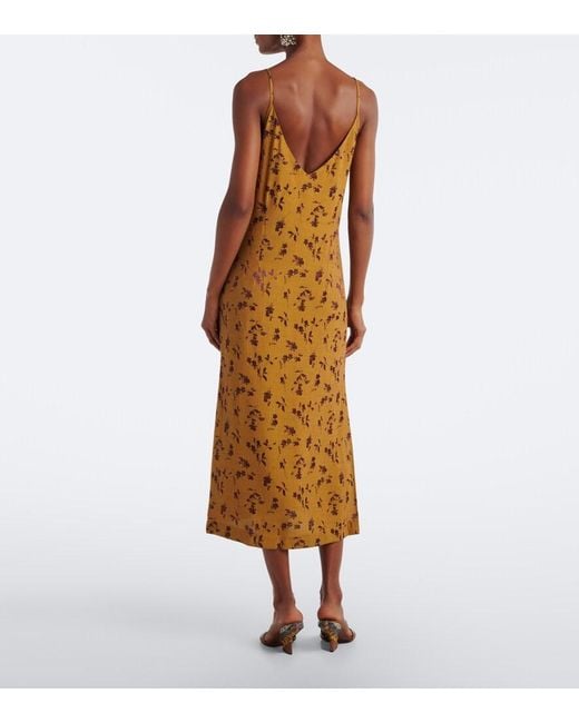 Dries Van Noten Metallic Floral Jacquard Satin Slip Dress