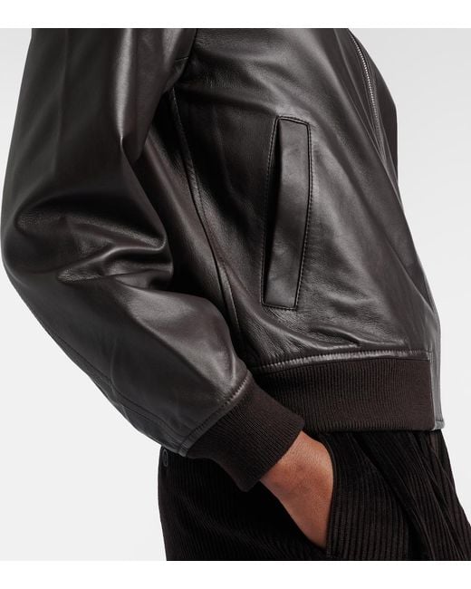 Yves Salomon Black Hooded Leather Blouson Jacket