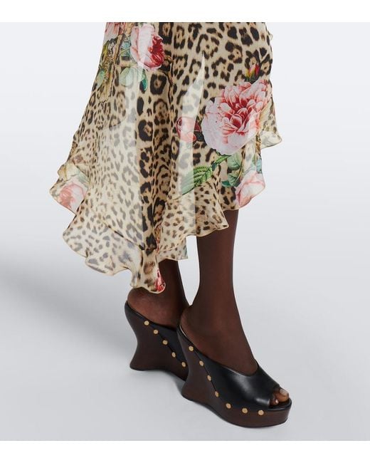 Roberto Cavalli Natural Leopard-Print Silk Beach Cover-Up