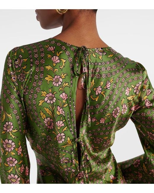 Veronica Beard Green Gemma Floral Silk-Blend Maxi Dress