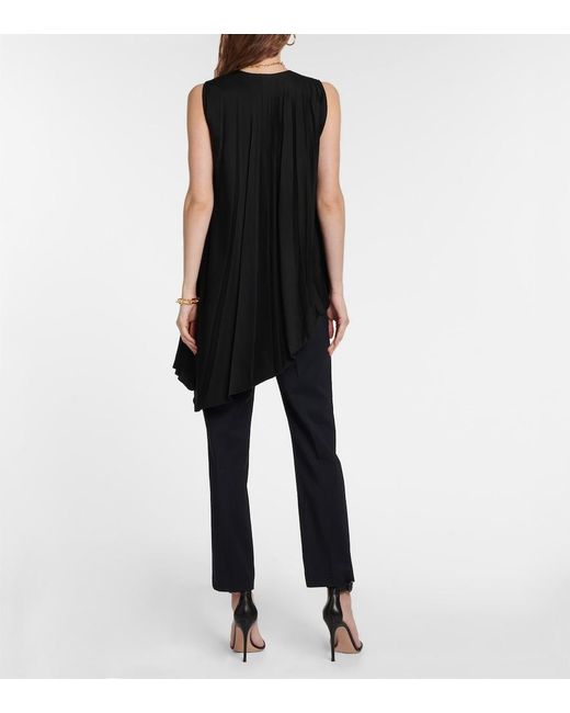 Joseph Black Pleated Asymmetric Satin Top