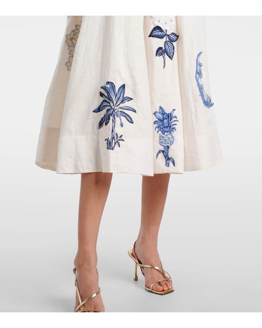 Robe Midi Frontera Wild Brodee En Lin Agua Bendita en coloris White