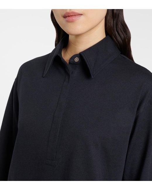 The Row Blue Roddie Cotton And Silk Jersey Polo Shirt