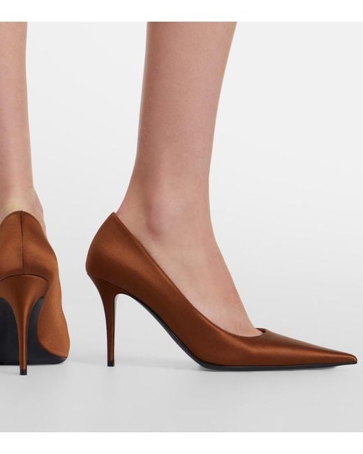 AMINA MUADDI Brown Barbara Satin Pumps