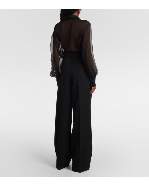 Valentino Blue Grisaille Virgin Wool Straight Pants