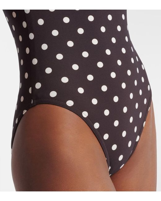 Karla Colletto Black Floral Applique Polka-Dot Bandeau Swimsuit