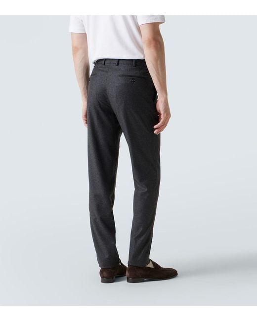 Loro Piana Black Carlo Wool And Cashmere Straight Pants for men
