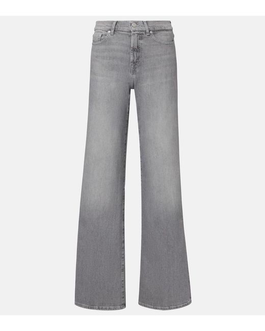 7 For All Mankind Gray Lotta High-Rise Wide-Leg Jeans