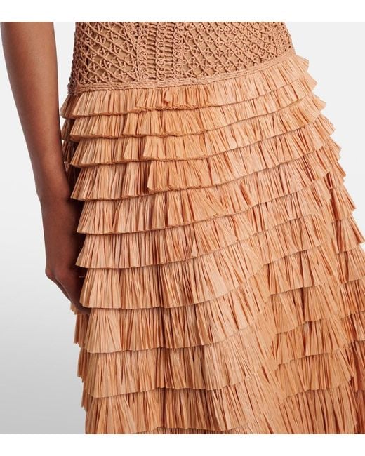 Jonathan Simkhai Brown Santana Raffia-Blend Bustier Dress