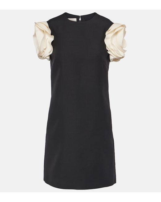 Vestido corto de Crepe Couture con apliques Valentino de color Black