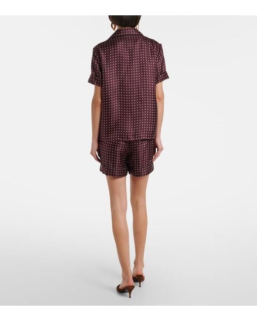 Saint Laurent Red Printed Silk Satin Shorts