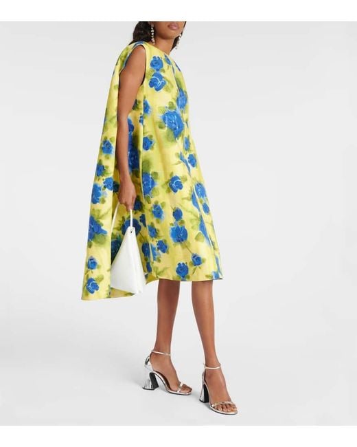 Marni Blue Floral-print Cotton Midi Dress