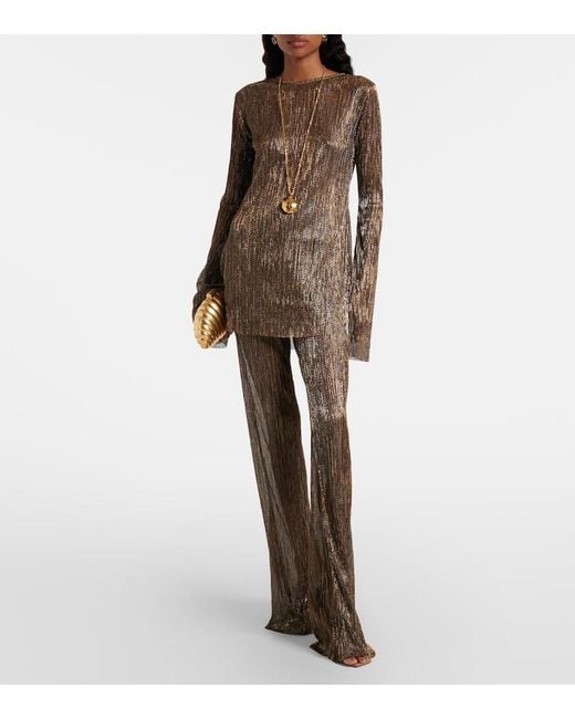 Cala De La Cruz Gray Dries Lame Flared Pants