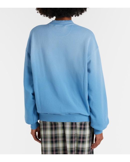 Acne Blue Oversized Cotton-Blend Zip-Up Sweatshirt