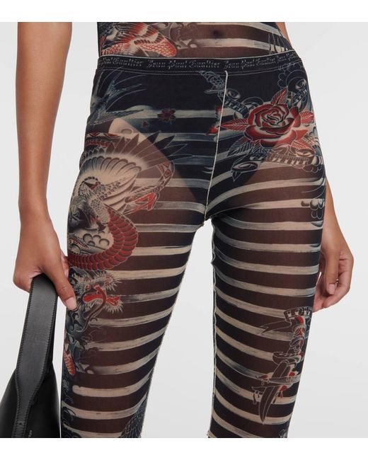 Jean Paul Gaultier Blue Tattoo Collection Flared Pants