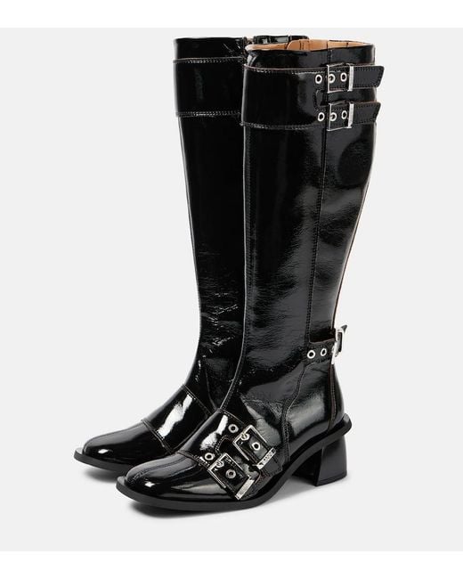 Ganni Black Knee-High Heeled Boots