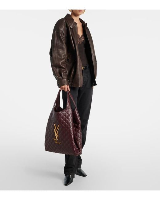 Saint Laurent Red Shopper Icare Maxi Aus Leder