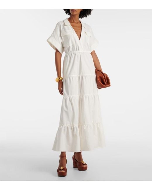 Adriana Degreas White Cotton Maxi Dress