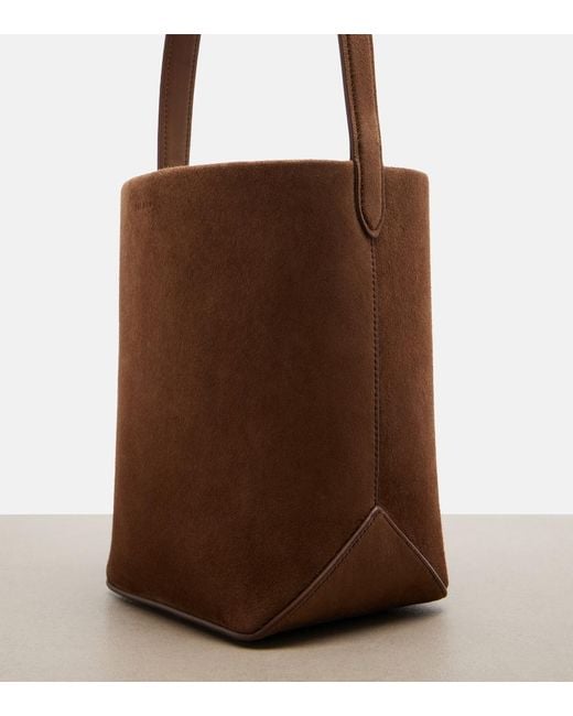 The Row Brown Tote Bag Park Edge N/S Small Aus Veloursleder