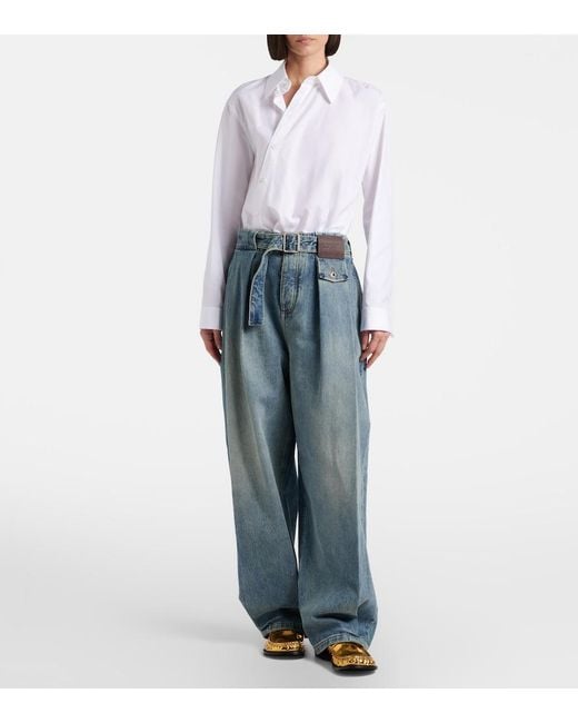 Loewe Blue Pleated Wide-Leg Jeans