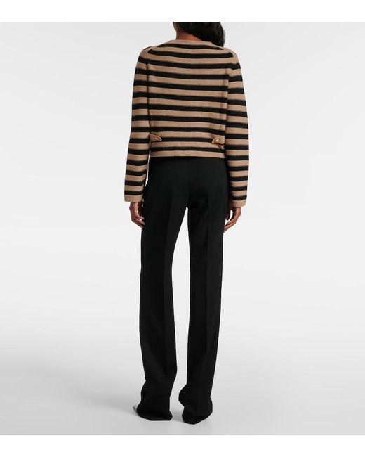 Jardin Des Orangers Black Striped Wool And Cashmere Cardigan